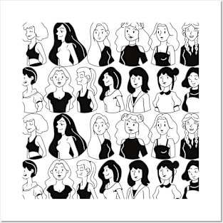 Women Girls Black and White Print Posters and Art